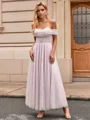 A-line Off-the-Shoulder Pleated Ankle-Length Corset Dress