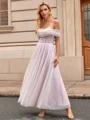 A-line Off-the-Shoulder Pleated Ankle-Length Corset Dress