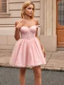 A-line Off-the-Shoulder Short/Mini Corset Dress