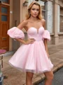 Ball-Gown Sweetheart Short Sleeves Short/Mini Dress