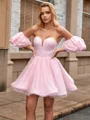 Ball-Gown Sweetheart Short Sleeves Short/Mini Dress