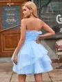 A-line Straight Cascading Ruffles Short/Mini Tulle Dress