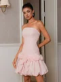 Sheath Straight Flower Short/Mini Organza Corset Dress