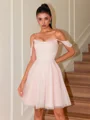A-line Off-the-Shoulder Pleated Short/Mini Corset Dress