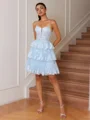 A-line Spaghetti Straps Appliques Lace Short/Mini Tulle Corset Dress