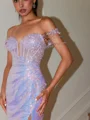 Sheath Off-the-Shoulder Appliques Lace Short/Mini Sequins Corset Dress