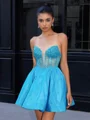 Ball-Gown Sweetheart Beading Short/Mini Taffeta Corset Dress