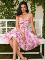 A-line Spaghetti Straps Cascading Ruffles Short/Mini Corset Dress