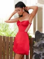 Sheath Sweetheart Pleated Short/Mini Silk Like Satin Corset Dress