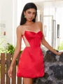 Sheath Sweetheart Pleated Short/Mini Silk Like Satin Corset Dress