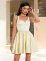 A-line Straps Appliques Lace Short/Mini Satin Corset Dress