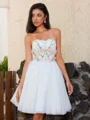 A-line Straight Appliques Lace Short/Mini Tulle Corset Dress
