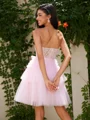 Ball-Gown Tulle Sweetheart Appliques Lace Corset Short/Mini Dress
