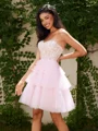 Ball-Gown Tulle Sweetheart Appliques Lace Corset Short/Mini Dress