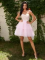 Ball-Gown Tulle Sweetheart Appliques Lace Corset Short/Mini Dress