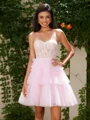Ball-Gown Tulle Sweetheart Appliques Lace Corset Short/Mini Dress