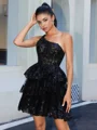 Ball-Gown One-Shoulder Appliques Lace Short/Mini Tulle Corset Dress