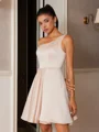 A-line One-Shoulder Short/Mini Satin Dress