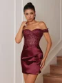 Sheath Appliques Lace Short/Mini Silk Like Satin Corset Convertible Dress