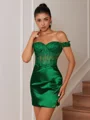 Sheath Appliques Lace Short/Mini Silk Like Satin Corset Convertible Dress