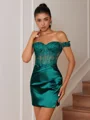 Sheath Appliques Lace Short/Mini Silk Like Satin Corset Convertible Dress