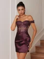 Sheath Appliques Lace Short/Mini Silk Like Satin Corset Convertible Dress