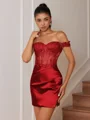 Sheath Appliques Lace Short/Mini Silk Like Satin Corset Convertible Dress