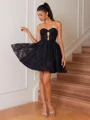 Ball-Gown Sweetheart Appliques Lace Short/Mini Lace Corset Dress