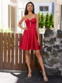 A-line Spaghetti Straps Short/Mini Silk Like Satin Corset Dress