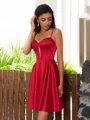 A-line Spaghetti Straps Short/Mini Silk Like Satin Corset Dress