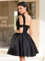 Ball-Gown One-Shoulder Pleated Short/Mini Satin Corset Dress