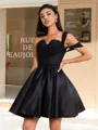 Ball-Gown One-Shoulder Pleated Short/Mini Satin Corset Dress