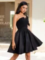 Ball-Gown One-Shoulder Pleated Short/Mini Satin Corset Dress
