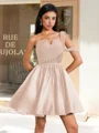 Ball-Gown One-Shoulder Pleated Short/Mini Satin Corset Dress