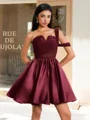 Ball-Gown One-Shoulder Pleated Short/Mini Satin Corset Dress