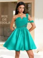 Ball-Gown One-Shoulder Pleated Short/Mini Satin Corset Dress