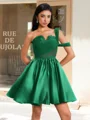 Ball-Gown One-Shoulder Pleated Short/Mini Satin Corset Dress