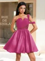 Ball-Gown One-Shoulder Pleated Short/Mini Satin Corset Dress