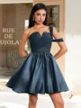 Ball-Gown One-Shoulder Pleated Short/Mini Satin Corset Dress