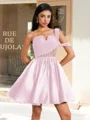 Ball-Gown One-Shoulder Pleated Short/Mini Satin Corset Dress