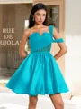 Ball-Gown One-Shoulder Pleated Short/Mini Satin Corset Dress