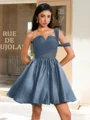 Ball-Gown One-Shoulder Pleated Short/Mini Satin Corset Dress
