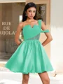 Ball-Gown One-Shoulder Pleated Short/Mini Satin Corset Dress