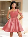 Ball-Gown One-Shoulder Pleated Short/Mini Satin Corset Dress