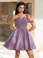 Ball-Gown One-Shoulder Pleated Short/Mini Satin Corset Dress