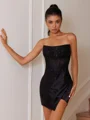 Sheath Straight Appliques Lace Short/Mini Silk Like Satin Corset Dress