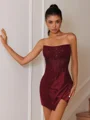 Sheath Straight Appliques Lace Short/Mini Silk Like Satin Corset Dress
