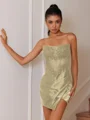 Sheath Straight Appliques Lace Short/Mini Silk Like Satin Corset Dress