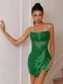 Sheath Straight Appliques Lace Short/Mini Silk Like Satin Corset Dress