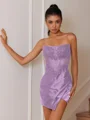 Sheath Straight Appliques Lace Short/Mini Silk Like Satin Corset Dress